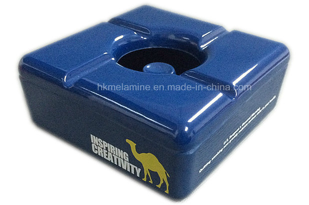 Square Blue Camel Ashtray with Lid