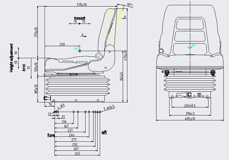 CE Approved Mechanical Suspension Universal Driver Seat for Tractor Grader