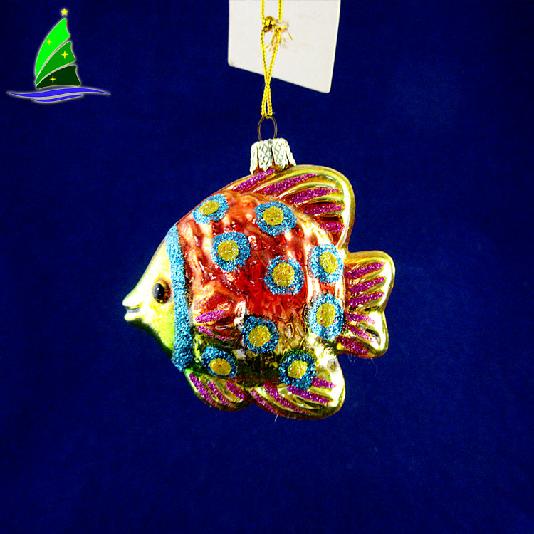 Decorações tropicais do ornamento dos peixes do vidro colorido do Natal Christmas Colorful Glass Tropical Fish Ornament Decorations