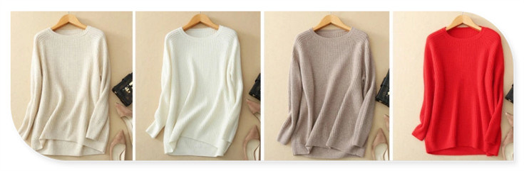 Women's Knitwear Pure Cashmere Sweater Pullover Solid Color with Long Sleeve O Neck