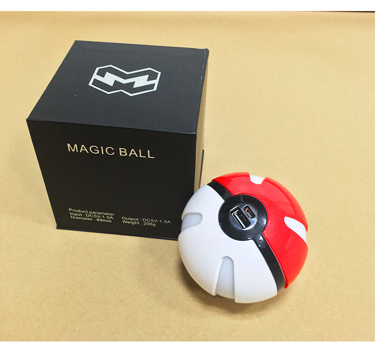 Pokemon Ball Power Bank 10000mAh Round Mobile Phone Charger with LED Lights