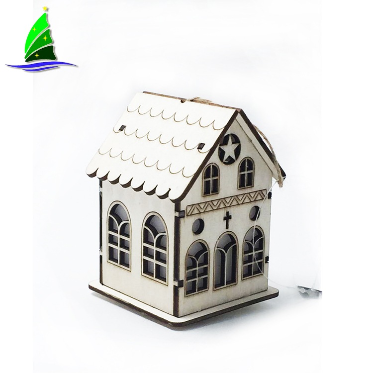 Casa de madeira em forma de luz LED Wooden House Shaped Led Light