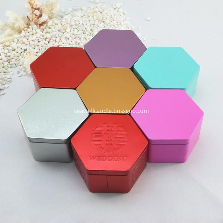 Hexagon tin candles