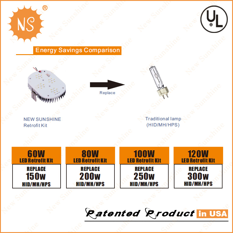 300W Parking Lot Lamp Replacement E26 100W LED Retrofit Kits