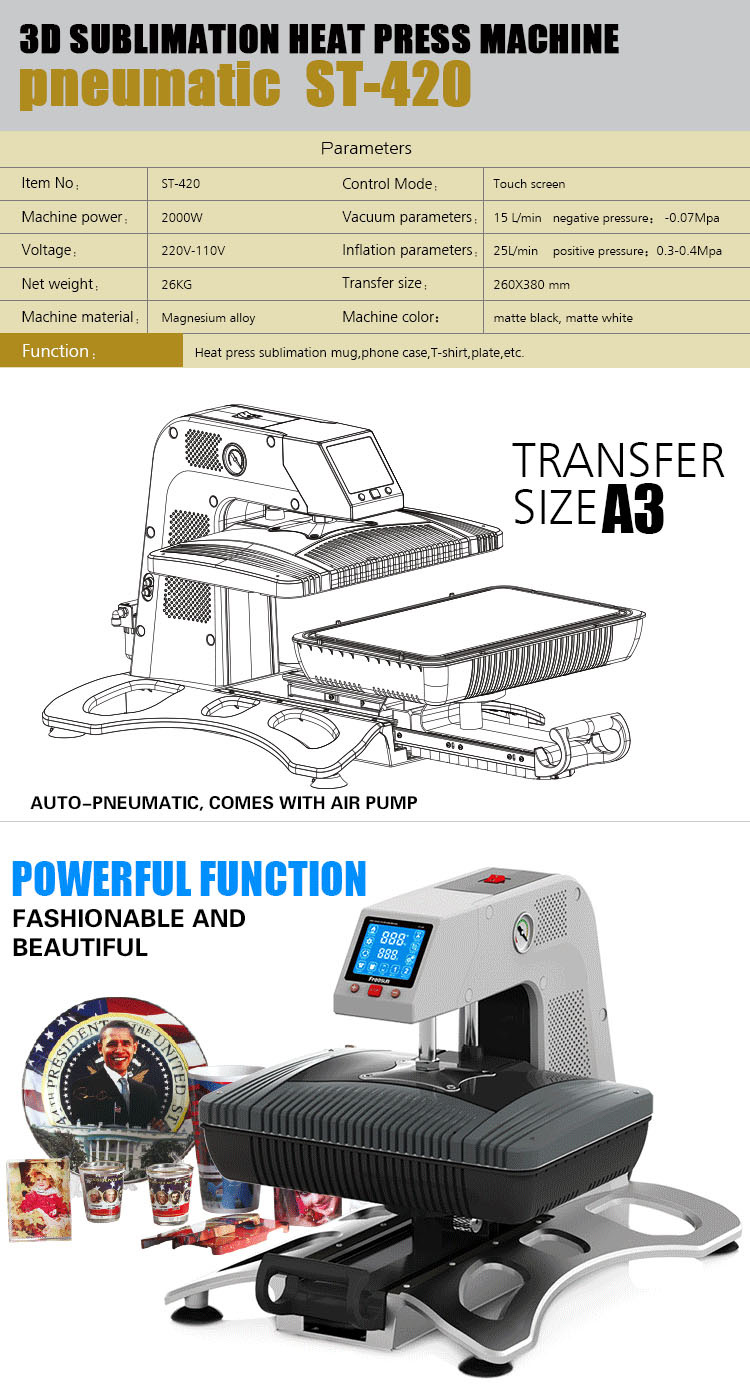 3D Muti-Function Sublimation Vacuum Transfer Printing for T-Shirt Mug (ST-420)