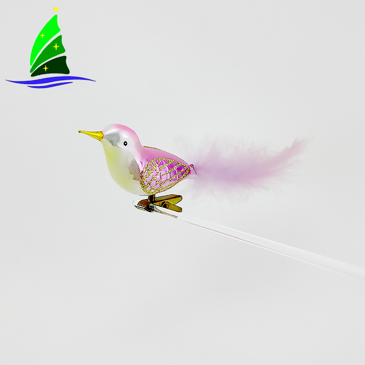 adornos de vidrio soplado de vidrio rosa blown pink glass bird ornaments