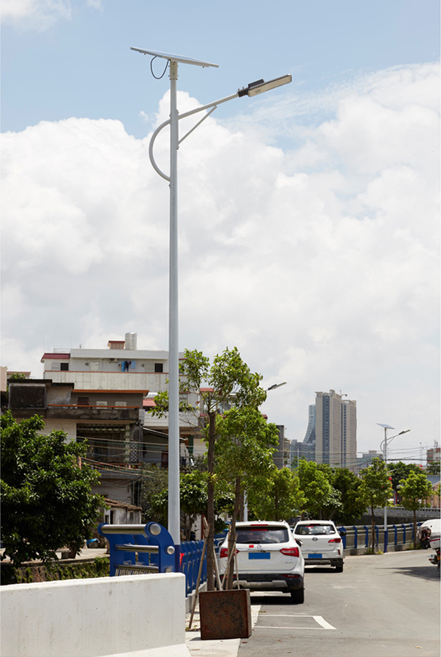 LED solar street light with pole
