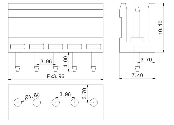 3.96mm pitch Plug-in PCB pin connector terminal