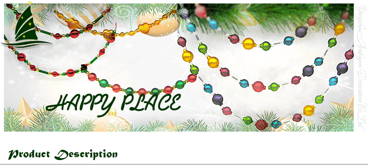 Guirnalda de vidrio de colores para la decoración de adornos de Navidad Colorful Glass Garland for Christmas Ornament Decoration