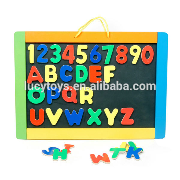 alphabets and numbers learning wooden magnet board toys China 