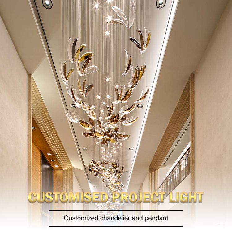 golden petaloid glass chandelier lamp