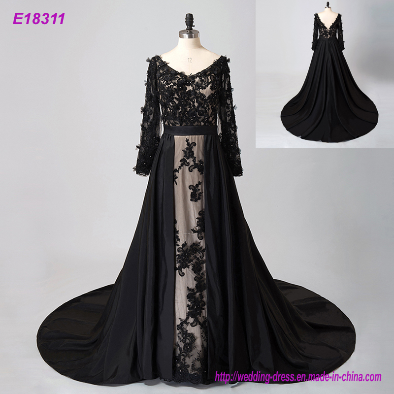 Custom Made Sexy Girls Formal Party Gown Long Sleeves Detached Trains