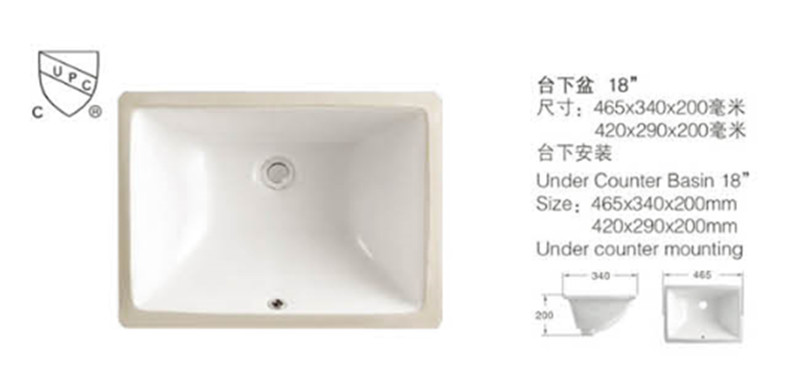 Under Counter Basin /Cupc Standard Sink (202C)
