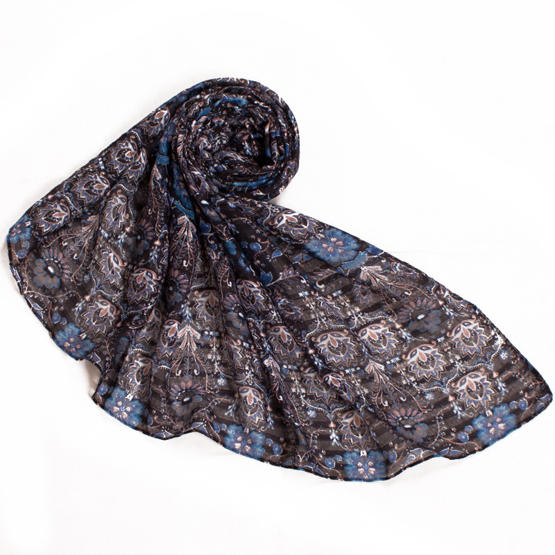 Women's Flower Printing Square Woven Shawl Scaf (SW139)