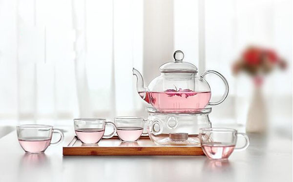 High Borosillicate Glass Tea Pot with Set Tea Kettle