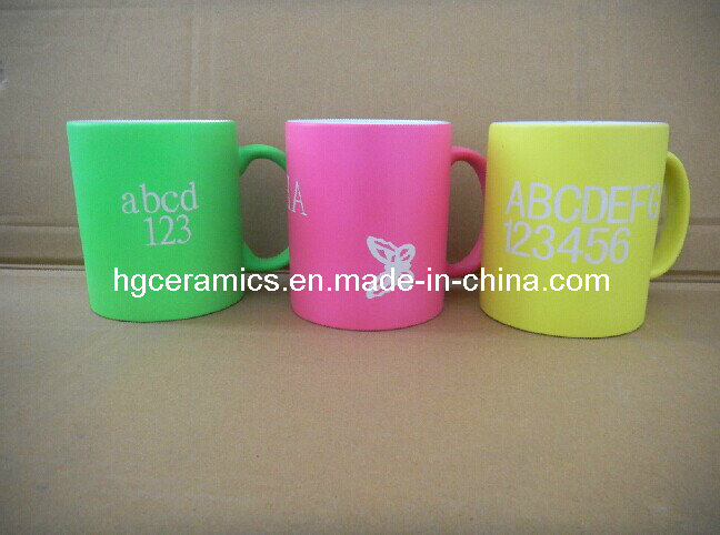 Neon Color Mug with Decal Printing, Promotional Neon Color Mug