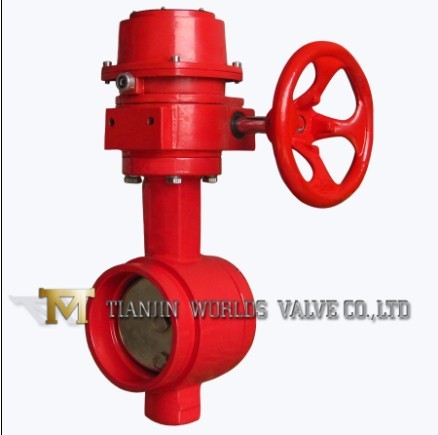 Grooved End Worm Gear Butterfly Valve with CE ISO Wras Certificates