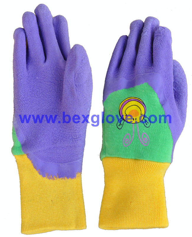 Color Cotton Liner, Latex Kids Garden Glove