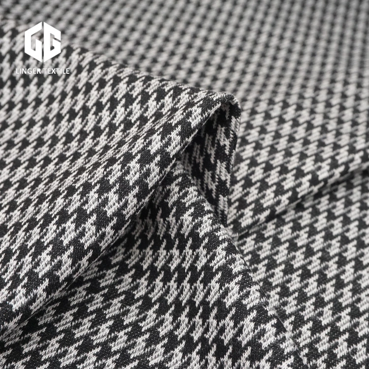 Baumwolle Nylon Polyester Hahnentritt Jacquard Stoff für Strickkleidung