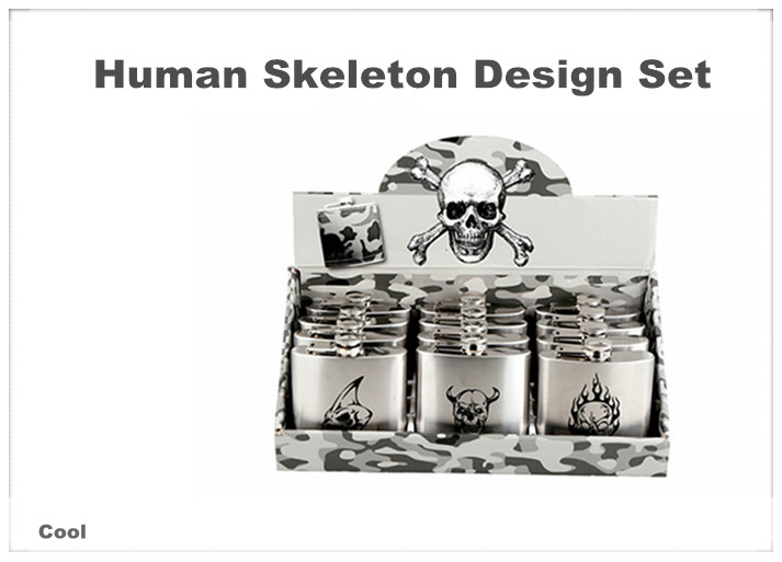 Silk Print Human Skeleton Series Hip Flask (XF-634)