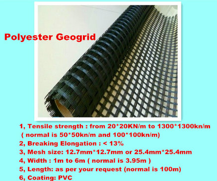 Polyester Pet Fiberglass Plastic Biaxial Geogrid