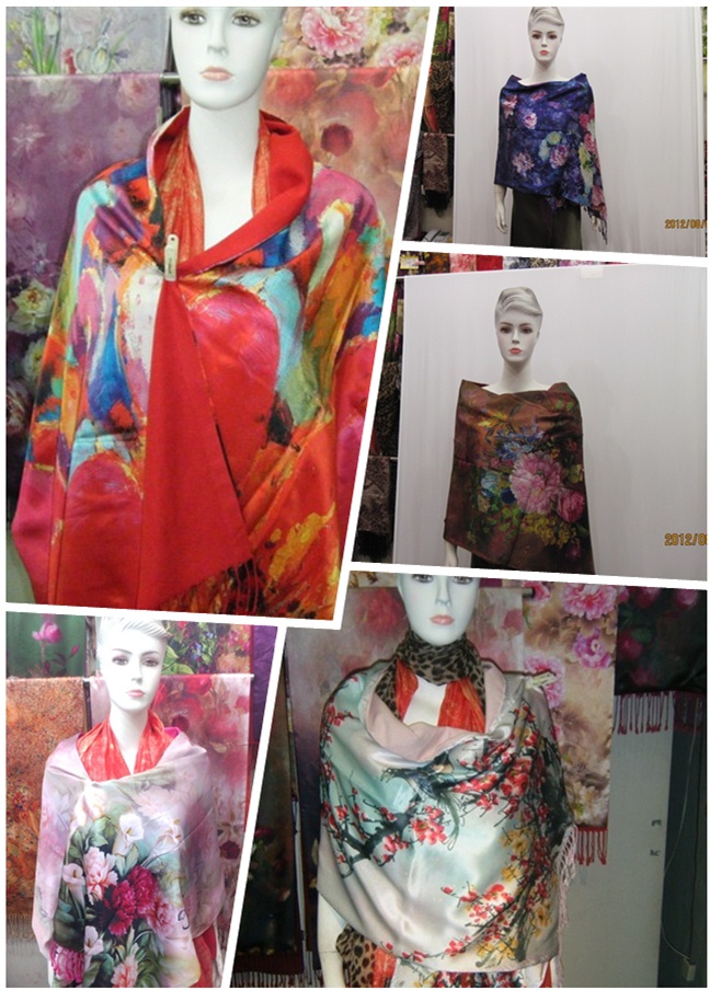 Fashionable Ladies 100% Silk Printed Scarf (C-039)