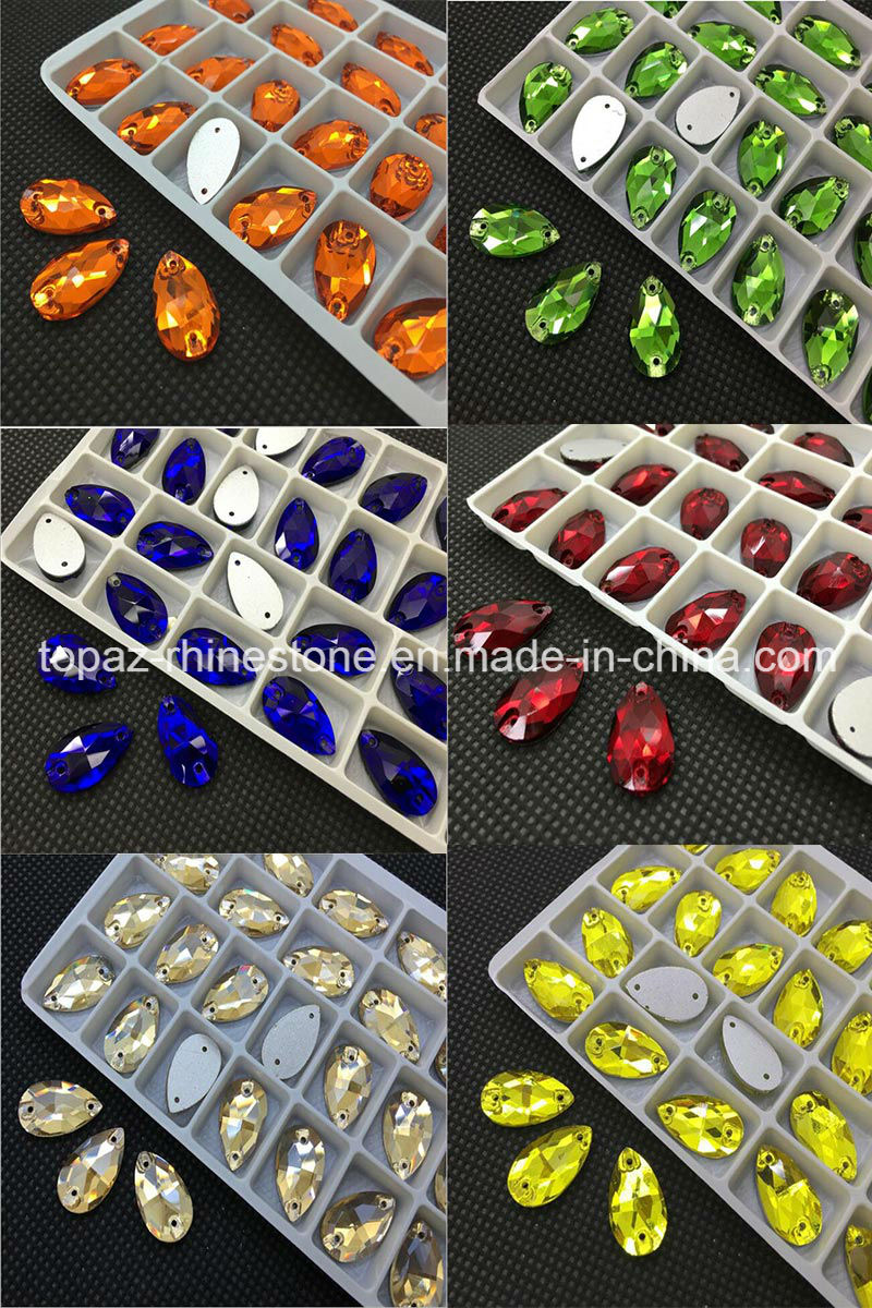 China Wholesale Flat Back Sew on Crystal Pear Rhinestones (SW-pear 11*18mm)