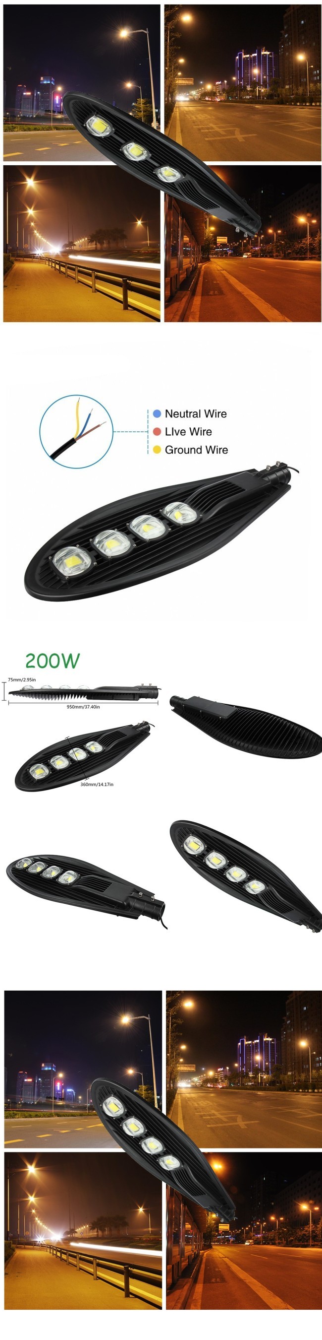 10kVA Surge Protection High Quality 180W LED Street Light 18000lm IP65