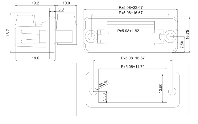 7 ways 5.08 pitch through wall terminal block