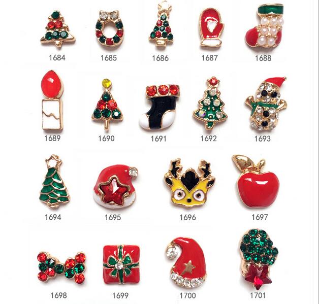 2016 Factory Sale Christmas Nail Art Alloy Wholesale Christmas Tree Nail Accessories (1684-1701)