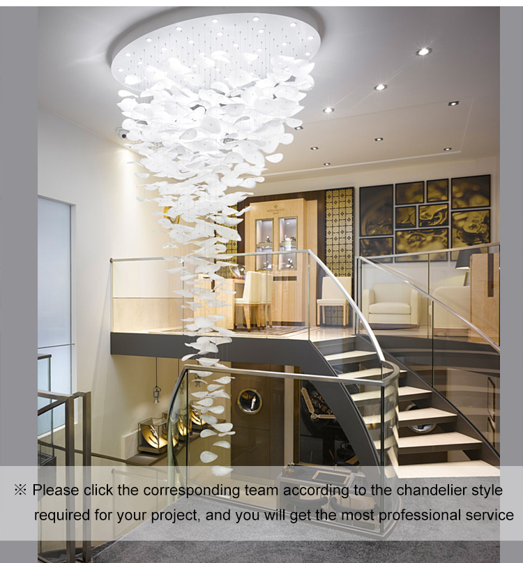 Crystal chandelier for villa staircase lighting