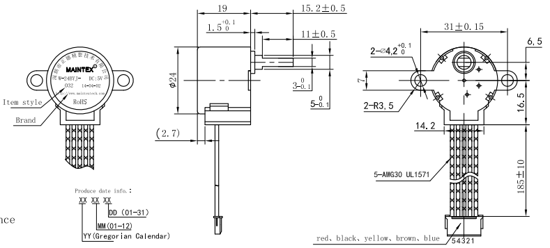 24BYJ48 PM Stepper Motor - DC 5V