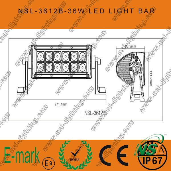 7inch 36W LED Work Light, 3060lm LED Light Bar, 3W Creee LED Light Bar for Trucks