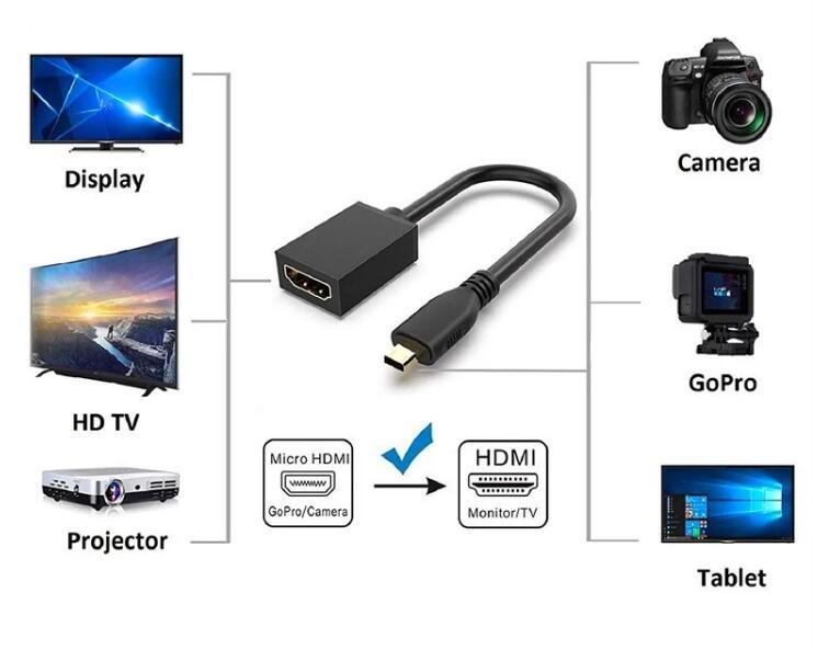 Cavo adattatore da micro HDMI tipo D maschio a femmina HDMI placcato in oro