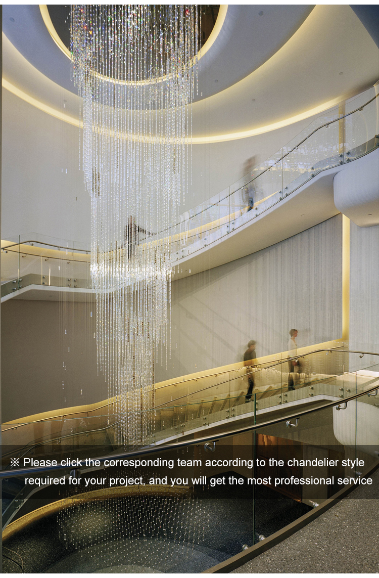 Large glass chandelier for hotel