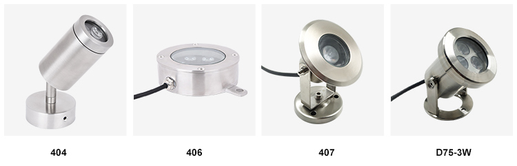 Embedded LED underwater lights for outdoor swimming pools