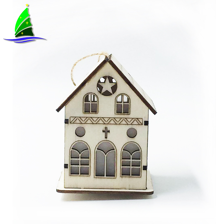 O mini ofício de madeira da casa conduziu luzes do partido Wood Mini House Craft Led Party Lights