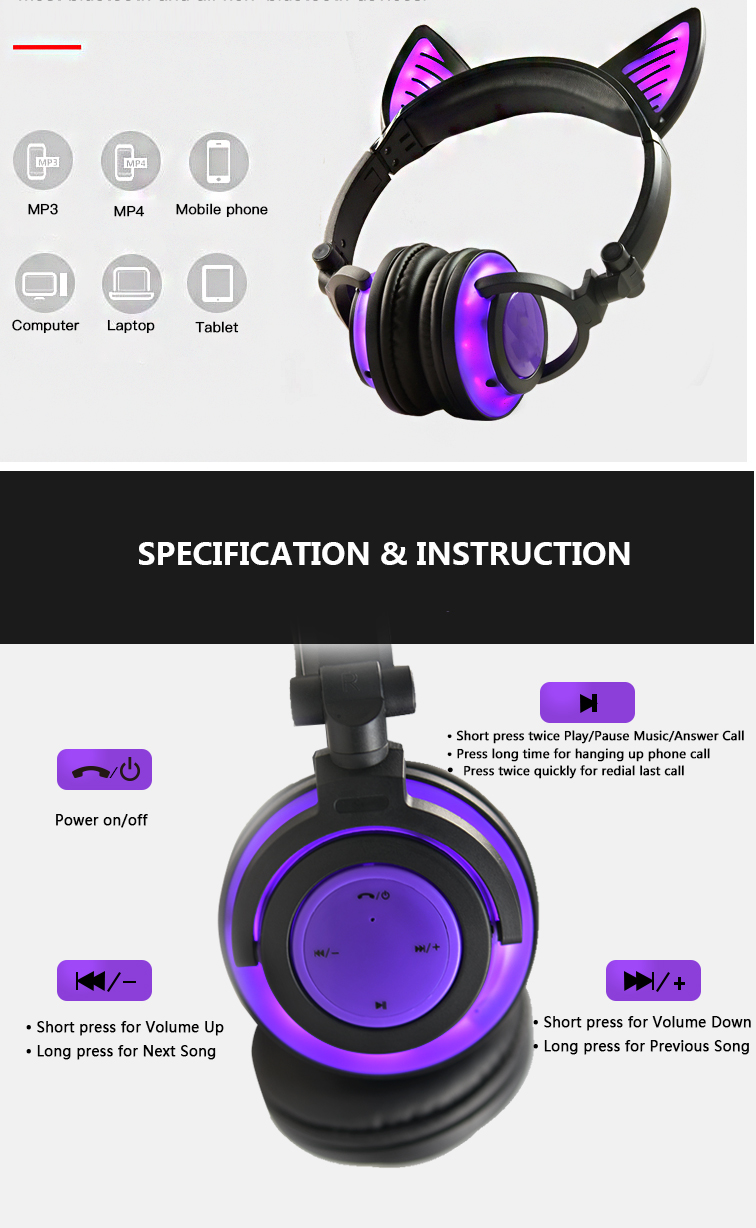 Black color headphone with LED light