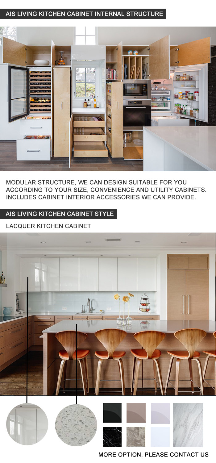 U-Shape Double Colour Kitchen Cabinets Furniture (AIS-K973)
