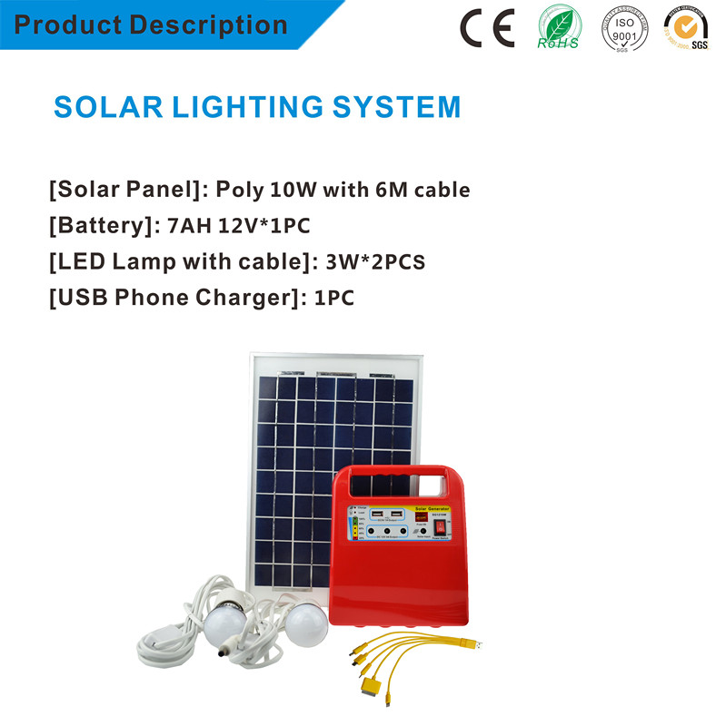 Solar Lighting System with Radio and USB Output for Mobile