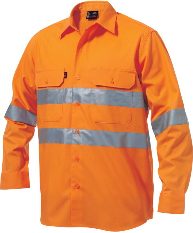 100% Cotton Men Long Sleeve High Visibility Safety Work Shirt