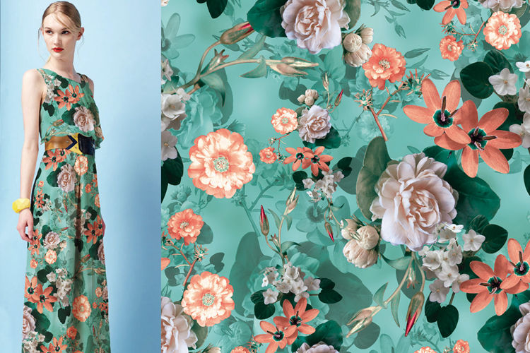 Custom Digital Printed Polyester Floral Dress Chiffon Fabric