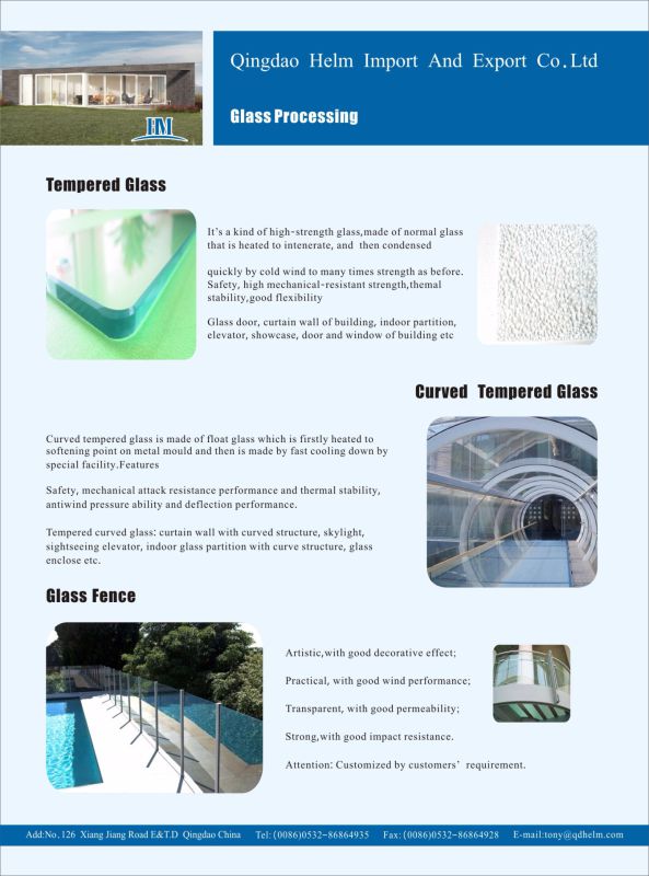Tempered/Toughened Glass/Window/Shower Door/Tempered Glass/ Ce&CCC&ISO Certificate