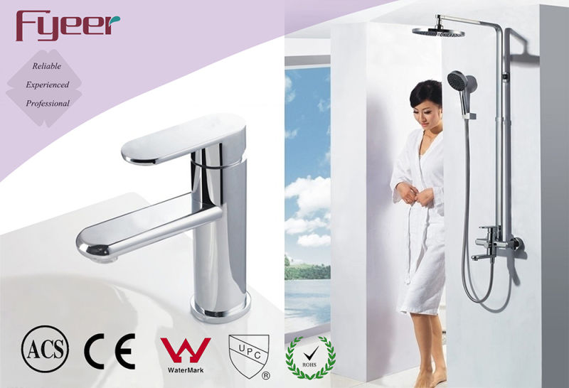 Fyeer Chrome Plated Simple Waterfall Single Handle Wash Basin Brass Faucet Water Mixer Tap Wasserhahn
