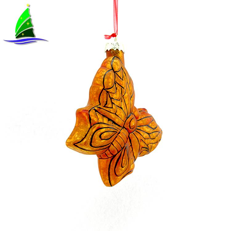 Ornamento de cristal modificado para requisitos particulares de la mariposa del día de fiesta Customized Holiday Glass Butterfly Ornament