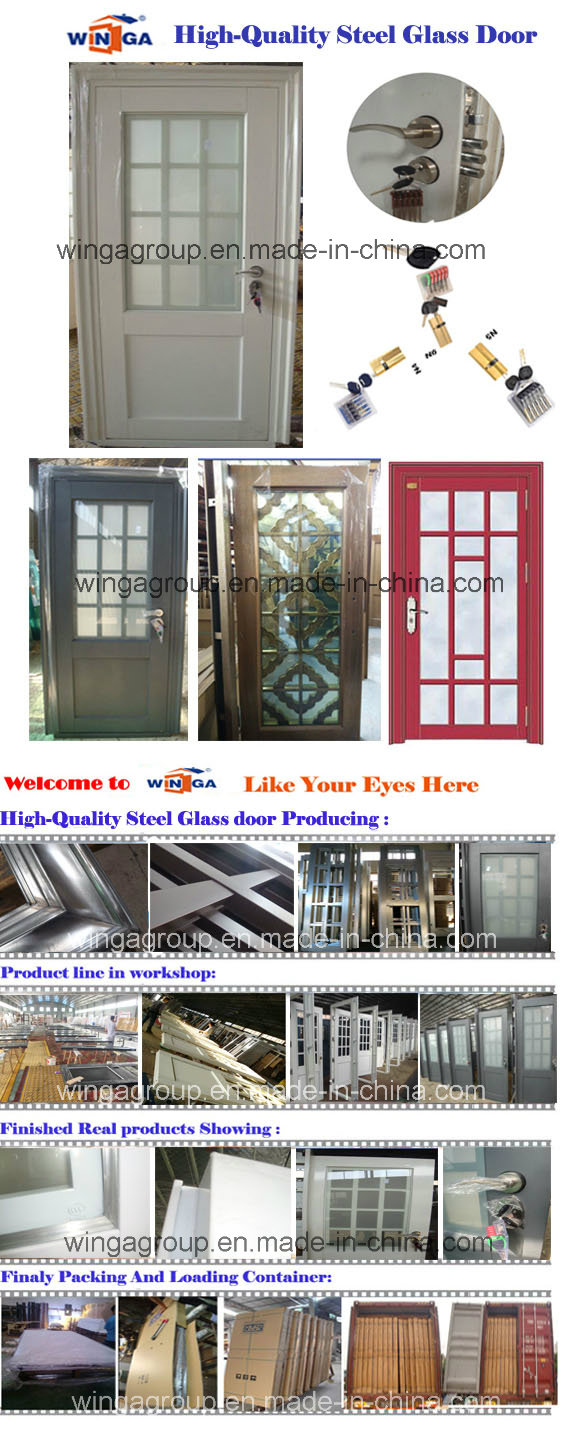 High Quality Security Steel Entrance Metal Glass Door (W-GD-36)