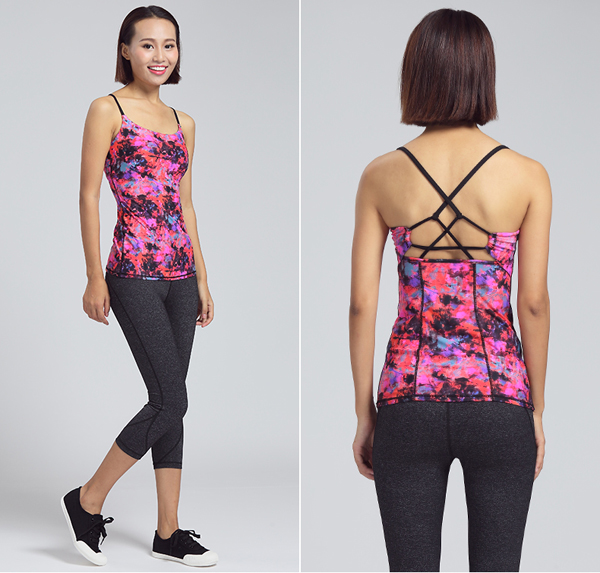 Lady Clothing Custom Digital Printing Stringer Yoga Tank Top
