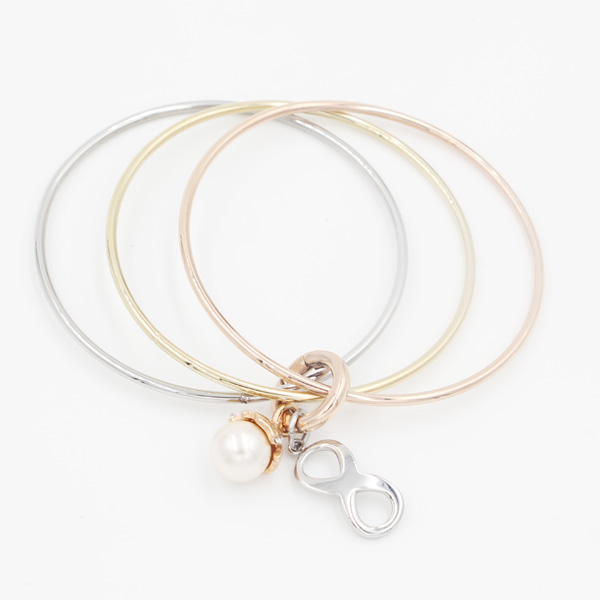 New Design Fashion Stacking Bangle Jewelry with Pearl & Infinite Charms