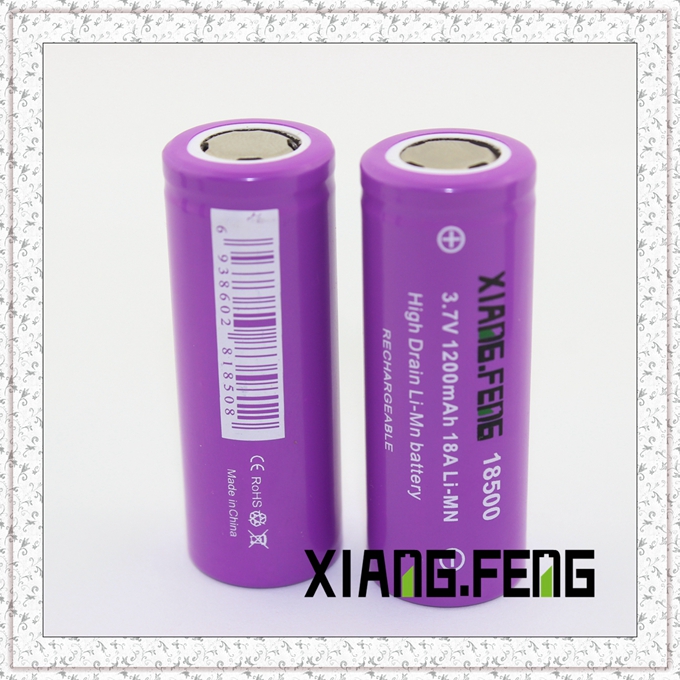3.7V Xiangfeng 18500 1200mAh 18A Imr Rechargeable Lithium Battery 18500 Battery