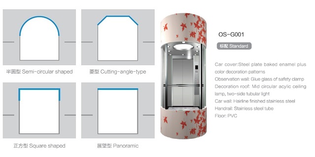 Elevator Parts with High Quality Glass Decoration Cabin (OS41)